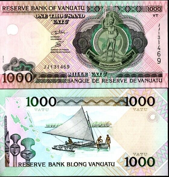 VANUATU 1000 1,000 VATU ND 2002 (2011) SIGN 5 P 10 JJ PREFIX UNC