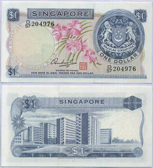 Singapore 1 Dollar ORCHID 1972 P 1 d aUNC