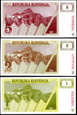 SLOVENIA SET 3 UNC 1 2 5 TOLAJEV 1990 P 1 2 3