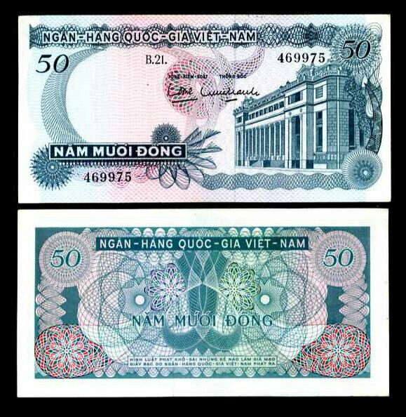 SOUTH VIETNAM 50 DONG ND 1969 P 25 UNC
