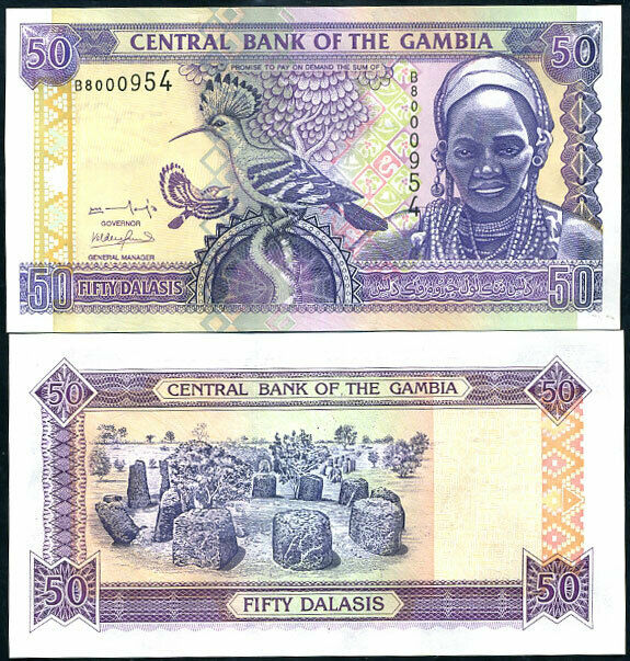 Gambia 50 Dalasis 2001 P 23 SIGN 13 UNC