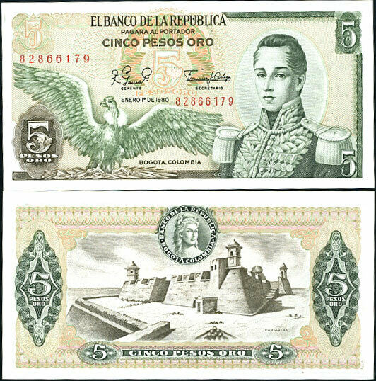 COLOMBIA 5 PESOS 1980 P 406 UNC