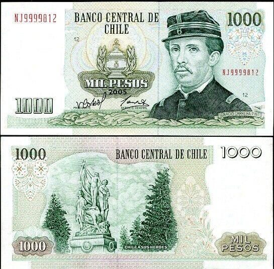 CHILE 1000 1,000 PESOS 2005 P 154 UNC