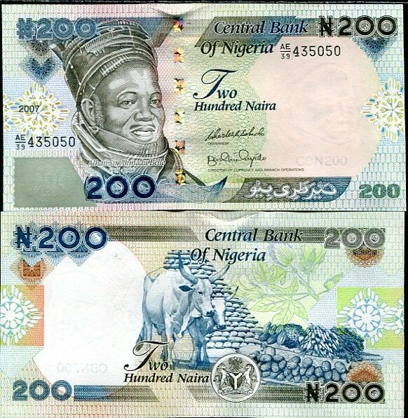 NIGERIA 200 NAIRA 2007 P 29 UNC LOT 3 PCS