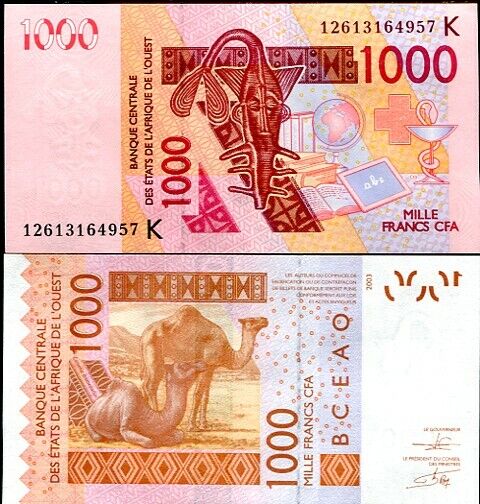 WEST AFRICAN STATES SENEGAL 1000 1,000 FRANCS 2003/2012 P 715 K UNC