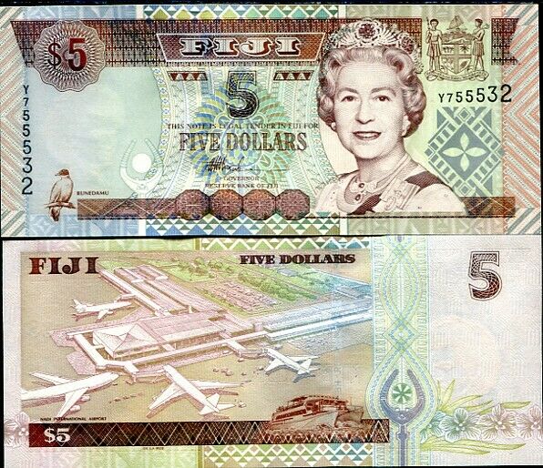 Fiji 5 Dollars ND 2002 P 105 SINGLE LETTER UNC
