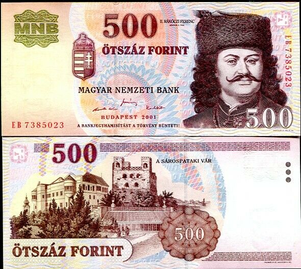 HUNGARY 500 FORINT 2001 P 188 a UNC