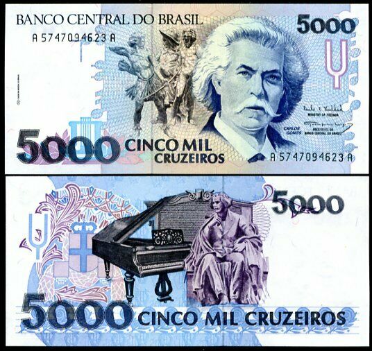 Brazil 5000 Cruzeiros ND 1993 P 232 UNC