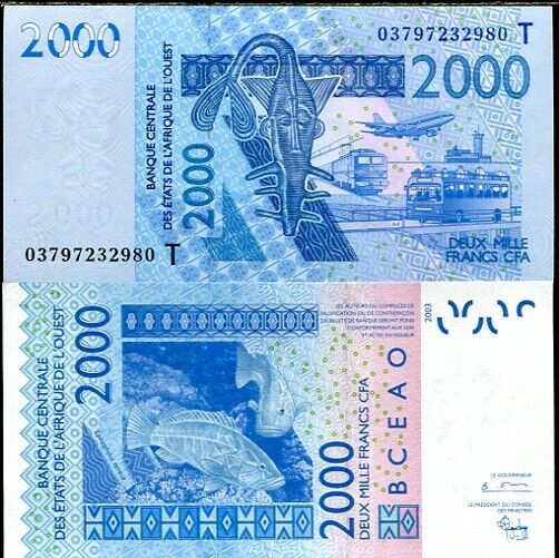 WEST AFRICAN STATE TOGO 2000 2,000 FRANCS 2003 / 2003 P 816 T UNC