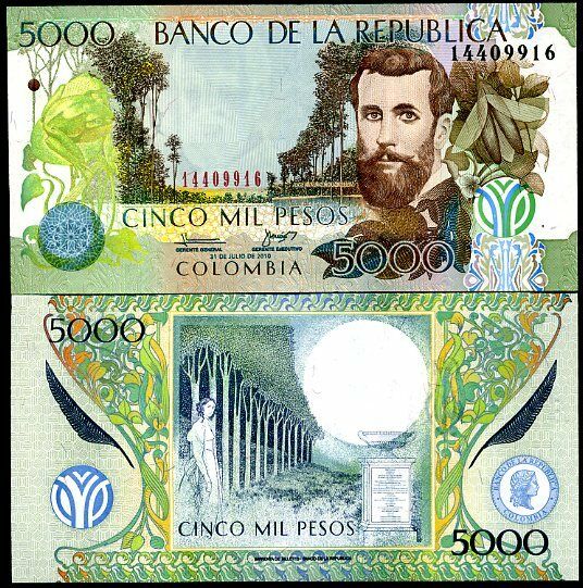Colombia 5000 Pesos 2010 P 452 UNC