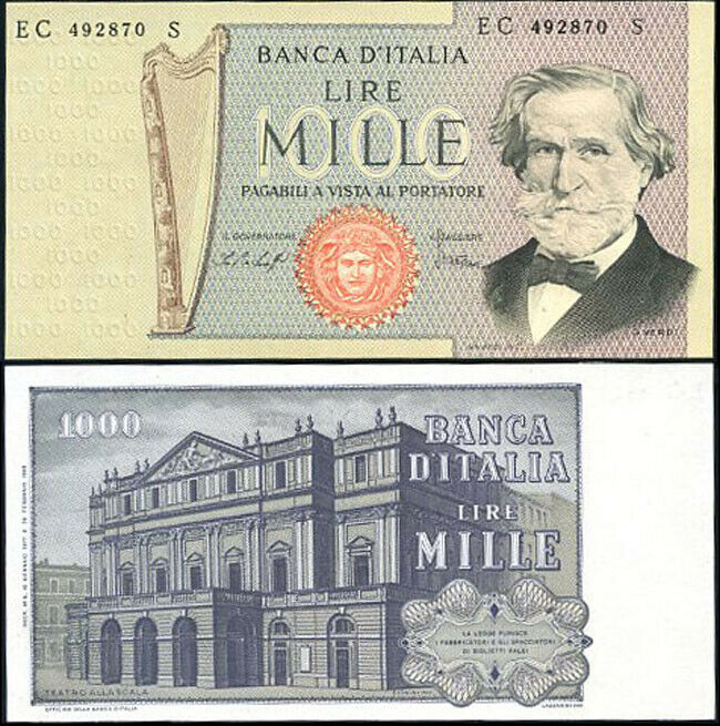 ITALY 1000 1,000 LIRE 1969/1977 P 101 e UNC