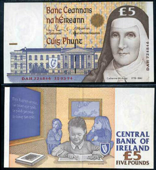 IRELAND REPLUBLIC 5 POUNDS 1994 P 75a UNC