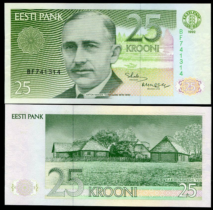 ESTONIA 25 KROONI 1991 P 73 UNC