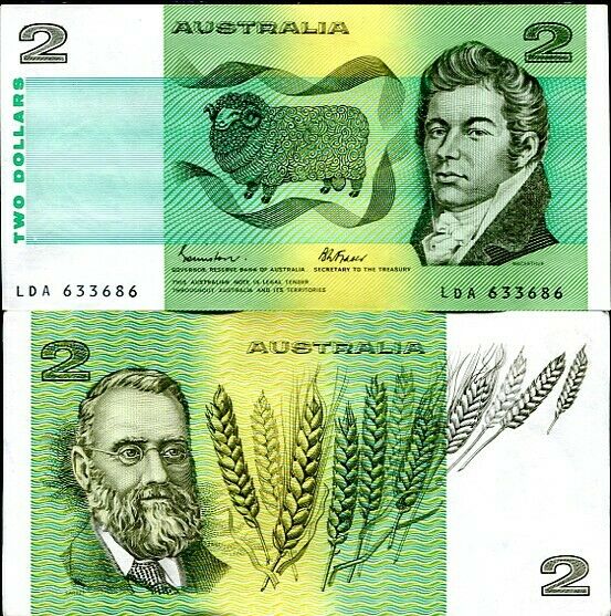 Australia 2 Dollar ND 1985 P 43 eJohnston Fraser AUnc