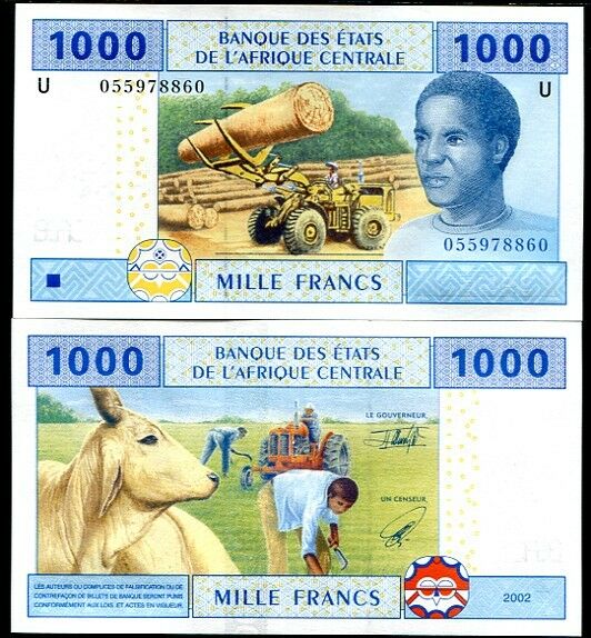 CENTRAL AFRICAN STATE CAMEROUN 1000 FRANCS 2002 P 207 Ua UNC