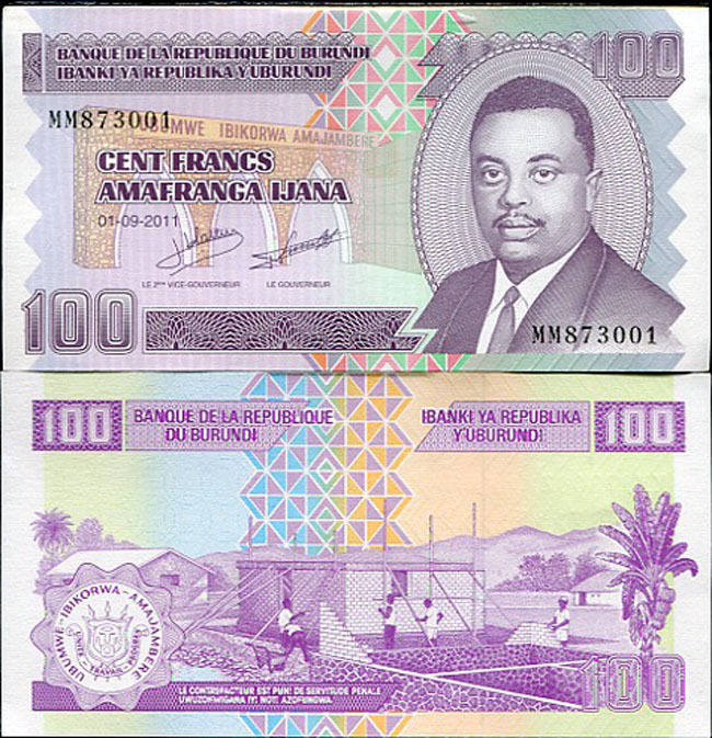 Burundi 100 Francs 2011 P 44 UNC