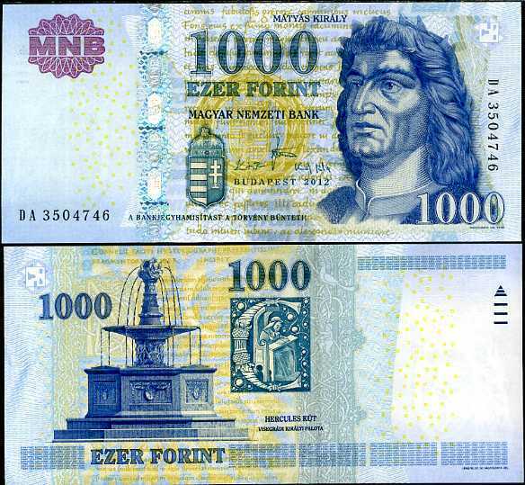 HUNGARY 1000 1,000 FORINT 2012 P 197 UNC