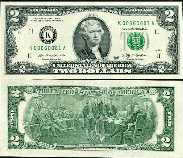 UNITED STATES OF AMERICA 2 DOLLARS USA 2009 P 530A K DALLAS UNC