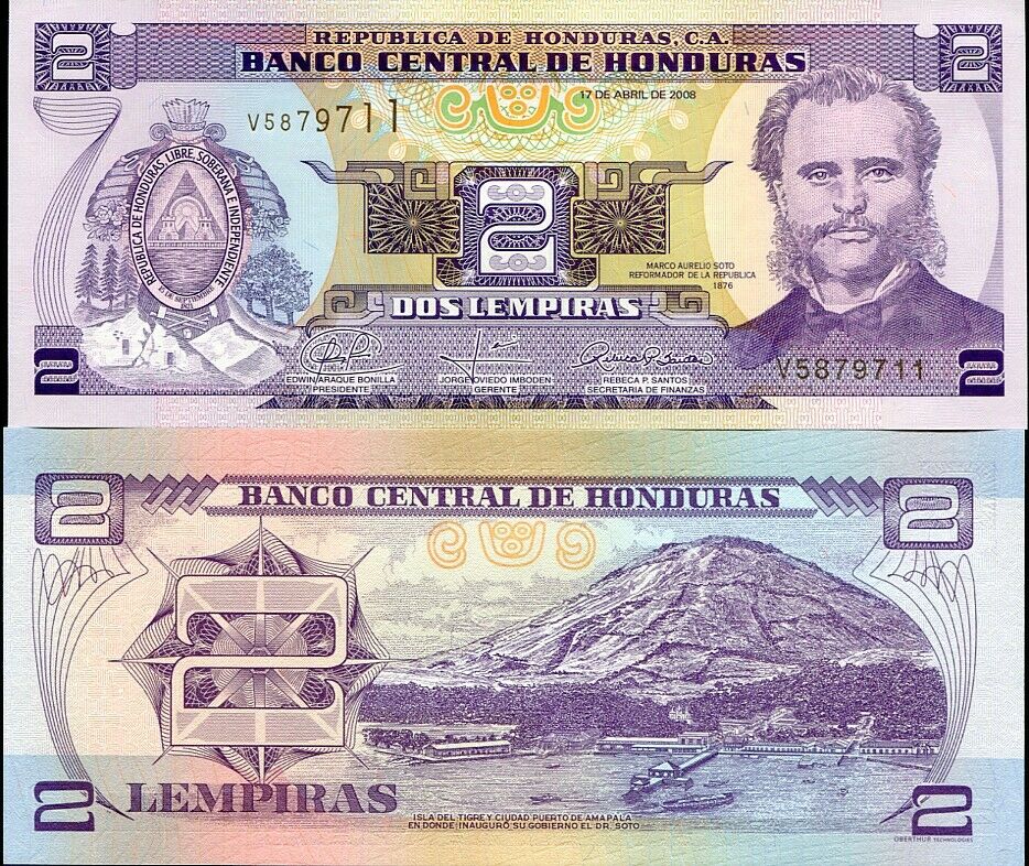 Honduras 2 Lempiras 2008 P 90 UNC