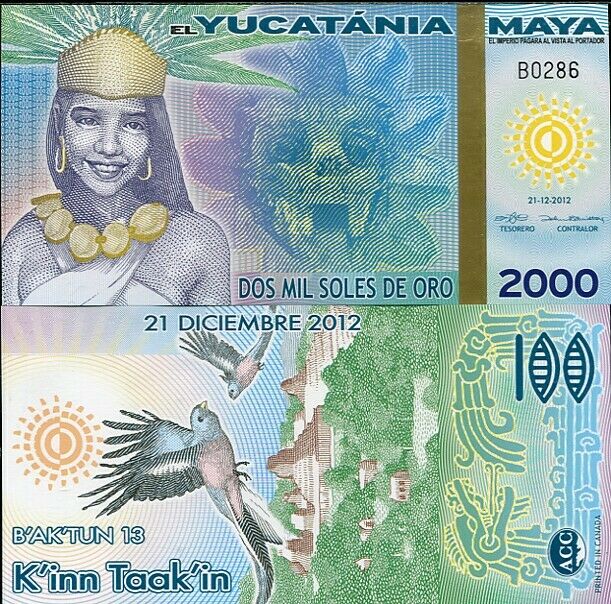 MAYA YUCATANIA 2000 2,000 MIL SOLES DE ORO 2012/2013 FANTASY POLYMER