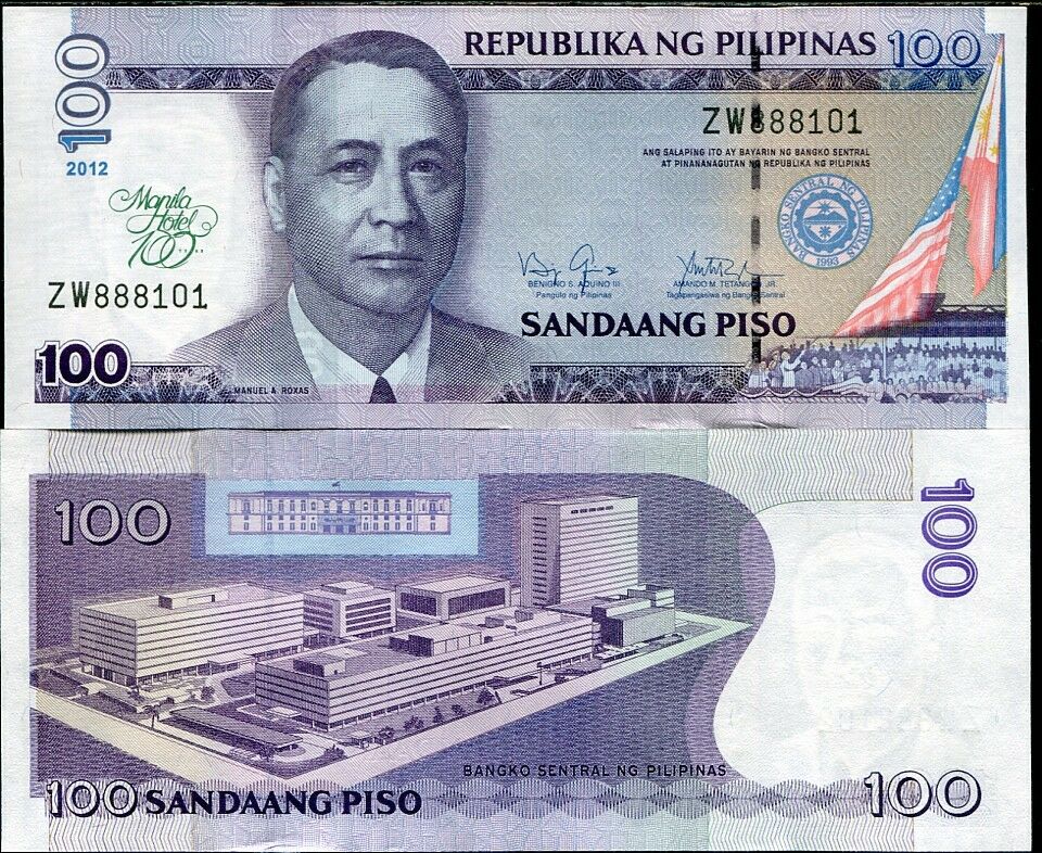 PHILIPPINES 100 PESOS 2012 (2013) MANILA HOTEL COMM. P 213 UNC