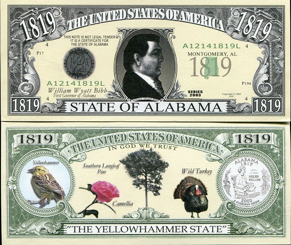 UNITED STATES OF AMERICA USA FIRST STATES GOVERNOR OF ALABAMA BILL 1819