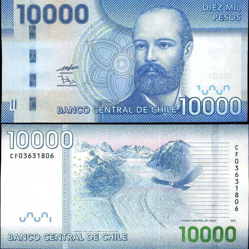 CHILE 10,000 10000 PESOS 2011 P 164 UNC