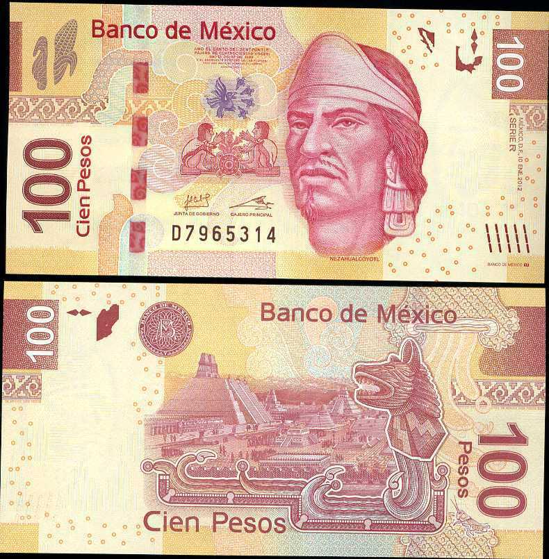 MEXICO 100 PESOS 2012 P 124 SERIES R UNC