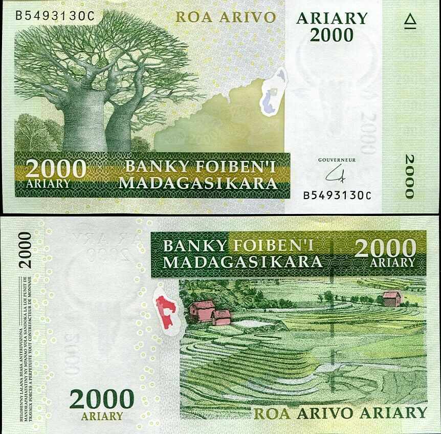 MADAGASCAR 2000 2,000 ARIARY ND 2009 P 90 b UNC