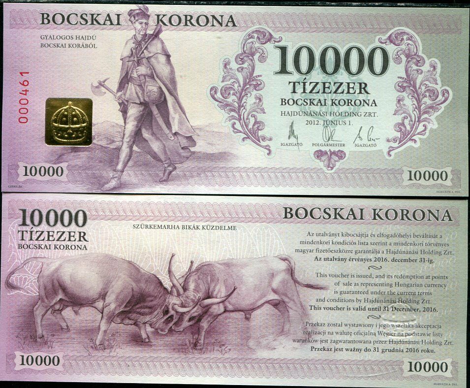 HUNGARY 10,000 10000 BOCSKAI KORUNA 2012 CURRENCY P NL UNC