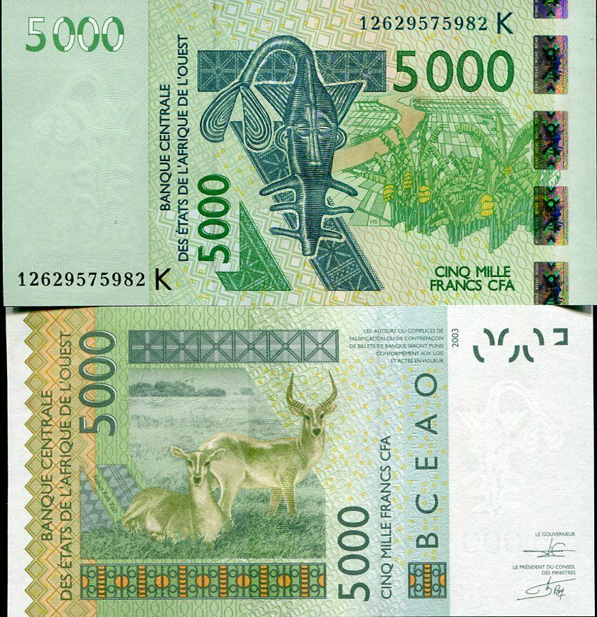 WEST AFRICAN STATE SENEGAL 5000 5,000 FRANCS 2003/2012 P 717 K UNC