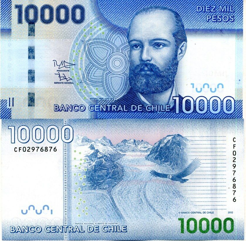 CHILE 10,000 10000 PESOS 2012 P 164 UNC