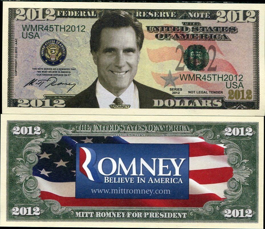 UNITED STATES USA DOLLAR BILL MITT ROMNEY