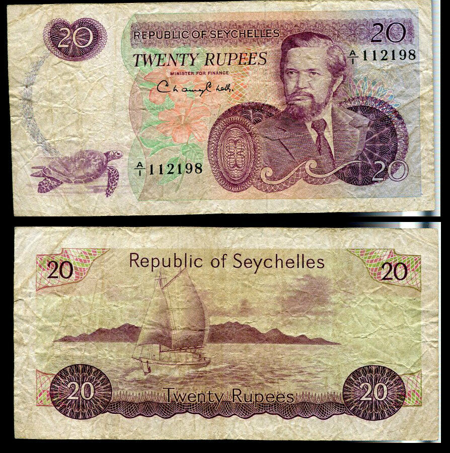 SEYCHELLES 20 RUPEES ND 1976 P 20 HEAVY USED/CIRCULATED SEE SCAN