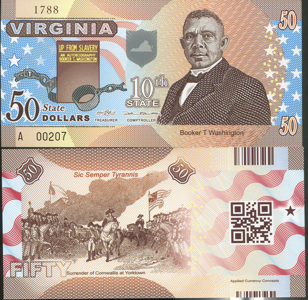 UNITED STATE USA. 50 DOLLAR 2014 VA VIRGINIA 10th STATE POLYMER COMM.