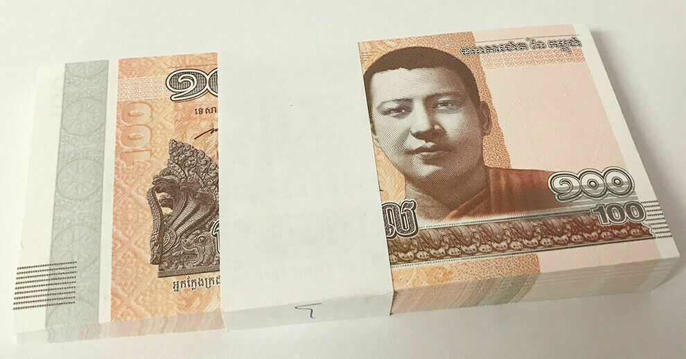 Cambodia 100 Riels 2014/2015 P 65 UNC LOT 25 PCS 1/4 BUNDLE