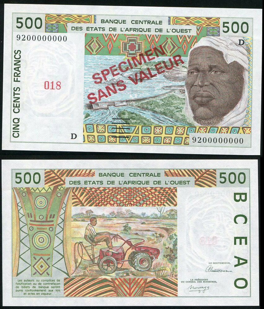 WEST AFRICAN STATES MALI 500 FRANCS 1992 P 410 D SPECIMEN UNC – Noteshobby
