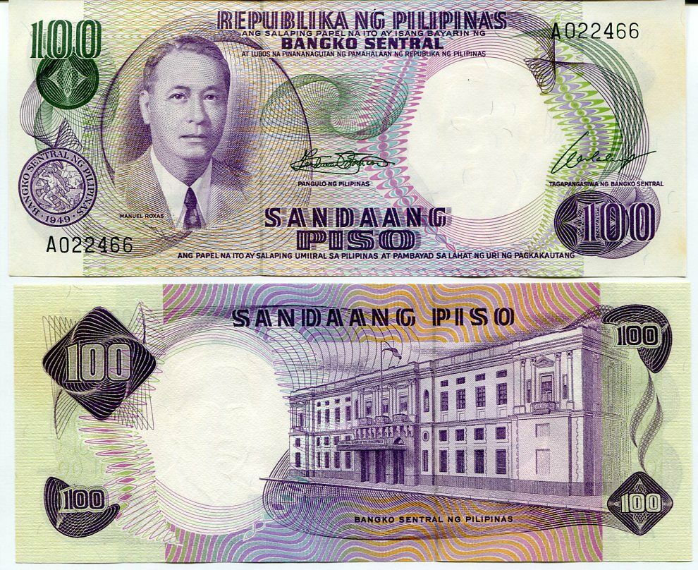 PHILIPPINES 100 PESOS P 147 SIGN 7 UNC W/Y FOXING