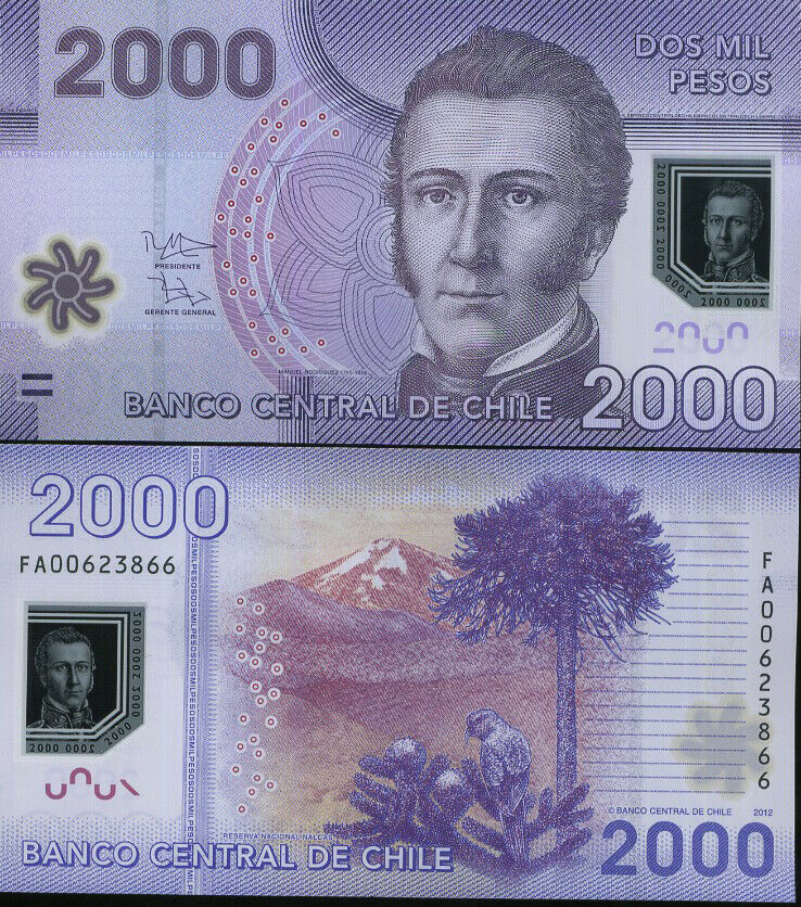 Chile 2000 Pesos 2012 P 162 b Polymer UNC