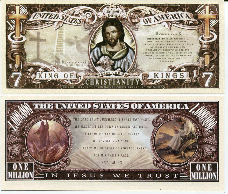 UNITED STATES USA 1 MILLION DOLLAR BILL CHRISTIANITY PSALM 23 AUNC