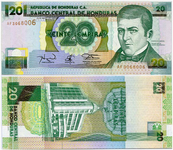 HONDURAS 20 LEMPIRA 1994 P 73 c UNC