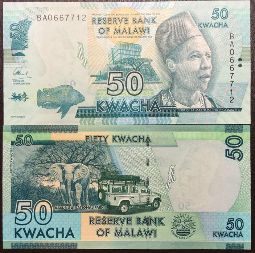 MALAWI 50 KWACHA 2016 P NEW BLIND FEATURE UNC