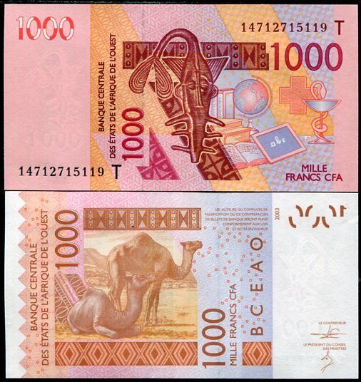 WEST AFRICAN STATE TOGO 1000 FRANCS 2003/2014 P 815 T UNC