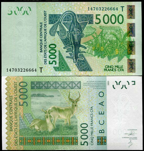 WEST AFRICAN STATE TOGO 5000 5,000 FRANCS 2003/2014 P 817 T UNC