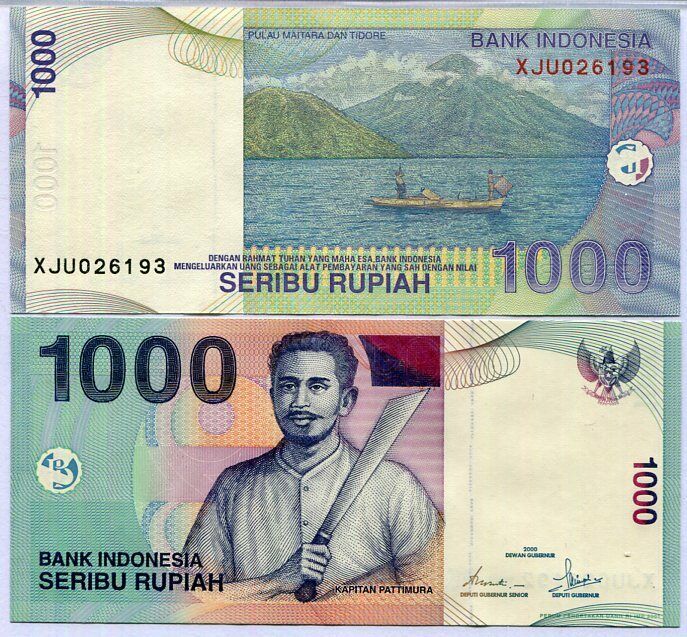 Indonesia 1000 Rupiah 2000/2001 P 141 "XJU" Replacement UNC