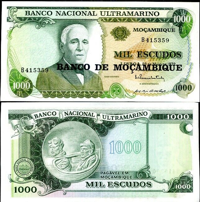 MOZAMBIQUE 1000 1,000 ESCUDOS 1972 P 119 UNC