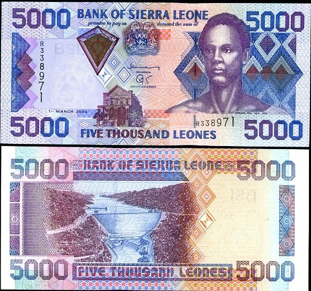 SIERRA LEONES 5000 5,000 LEONES 2003 P 27 UNC