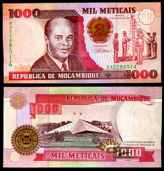 MOZAMBIQUE 1000 METICAIS 1991 P 135 UNC
