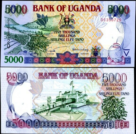 UGANDA 5000 5,000 SHILLING 2002 P 40 UNC
