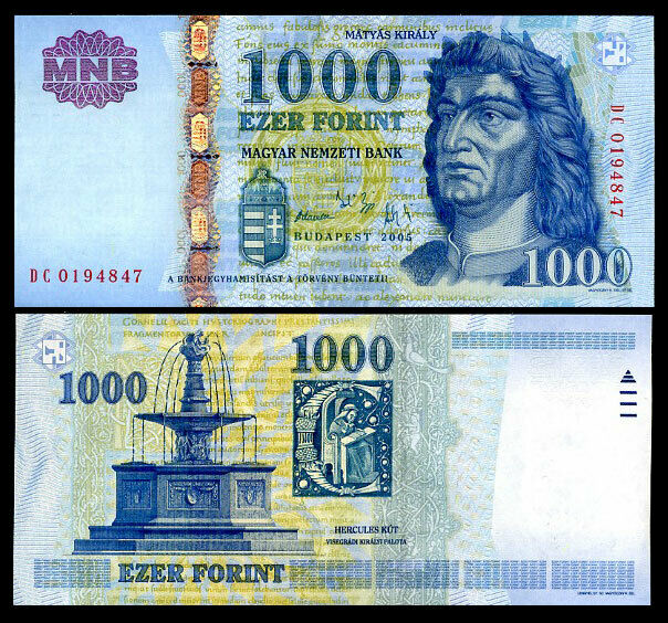 HUNGARY 1000 1,000 FORINT 2005 P 195 UNC